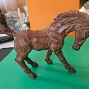 vintage mcm CERAMIC ENESCO carved cubist geometric horse equine figurine